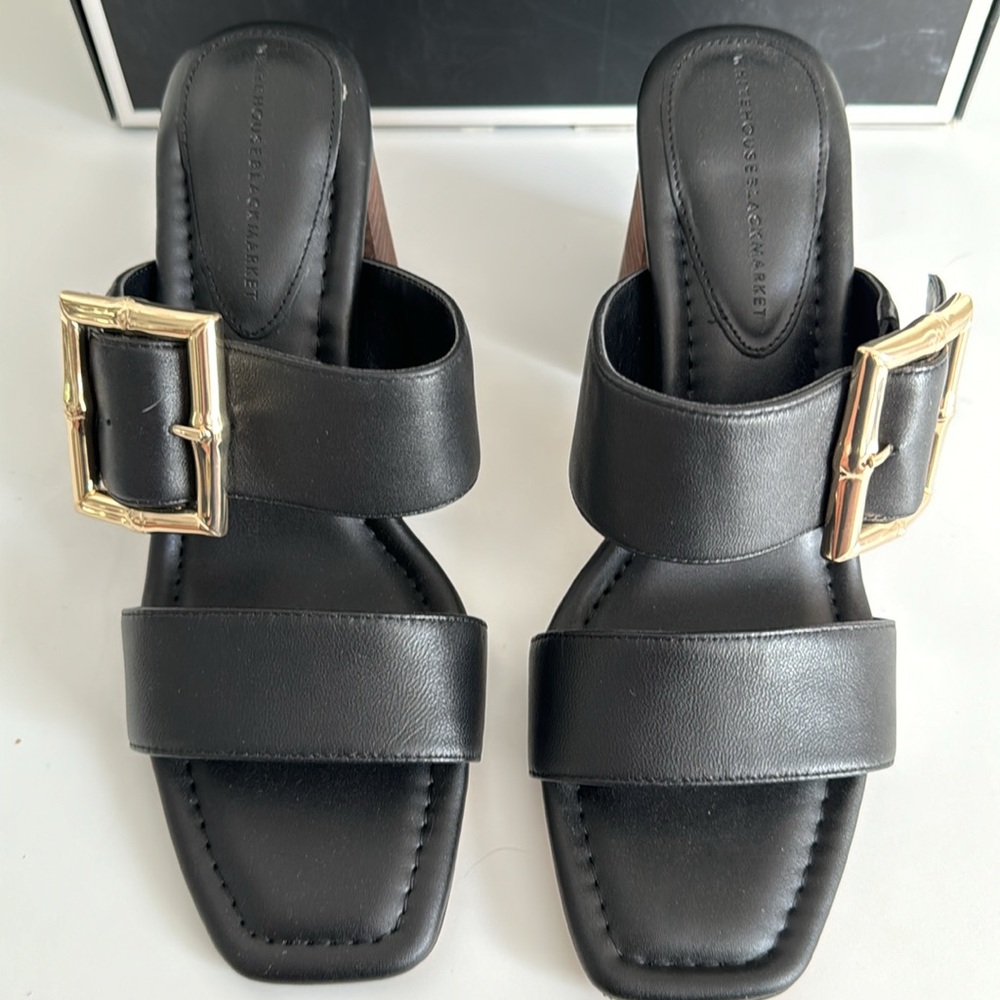 NWT WHBM Bamboo Buckle Mid-Heel Sandal Size 8 - Picture 8 of 10